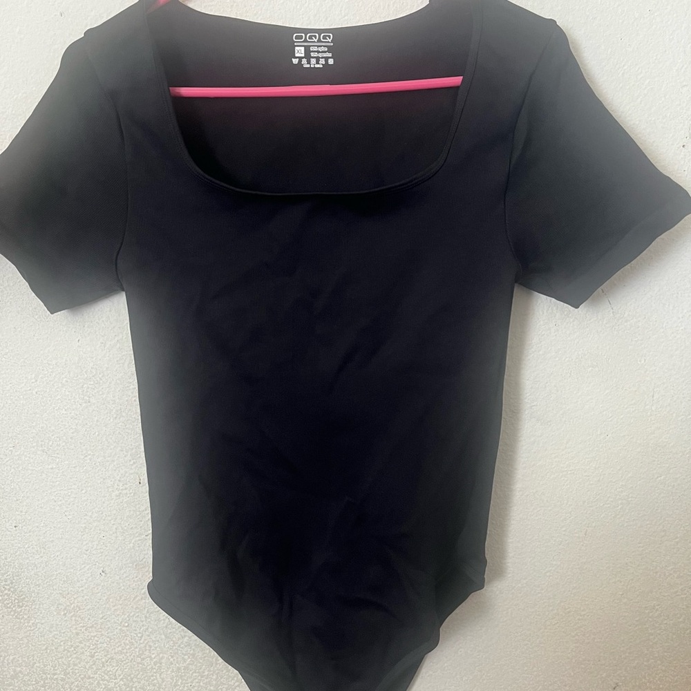 Black Fitted Short Sleeve Bodysuit
